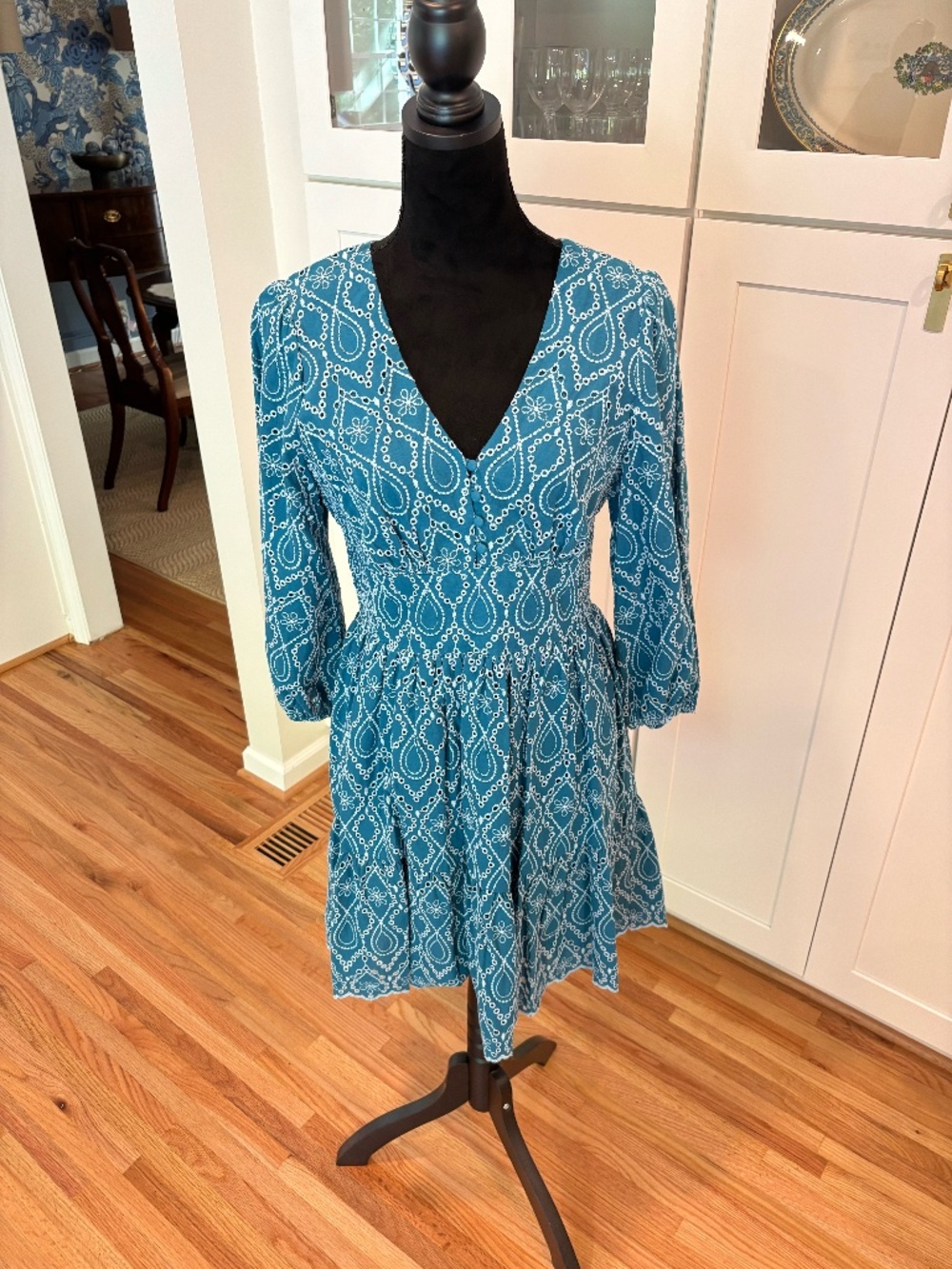 Shoshanna Blue Printed Dress | Size 8 | Flowy & Feminine, Like New